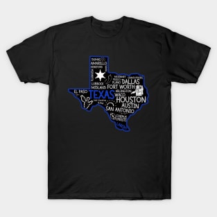 Laredo Texas cute map Houston San Antonio Dallas Austin Fort Worth El Paso T-Shirt